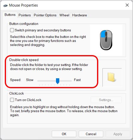 Checking the Double-Click Settings in Your Settings